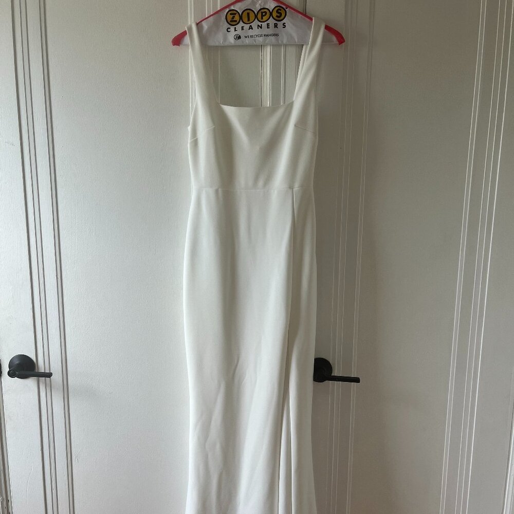 BHLDN Blake Square Neck Stretch Crepe Gown - White, Size S